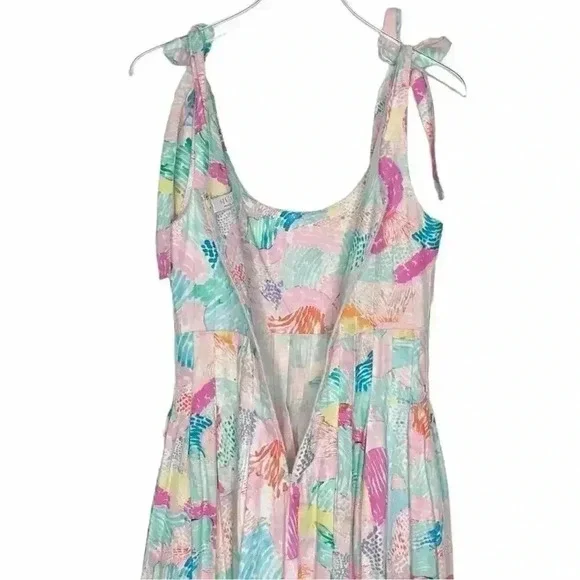 HUNTER BELL Pastel Floral Tie-Shoulder Scoop-Neck Midi Dress - Picture 6 of 8
